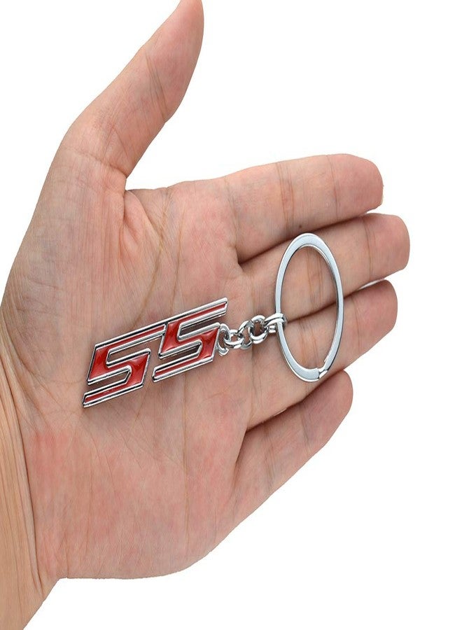 Aimoll 1pc Chrome Finish Super Sport SS Key Chain Fob Ring Keychain for Chevrolet Chevy (Chrome Red) - Image 2
